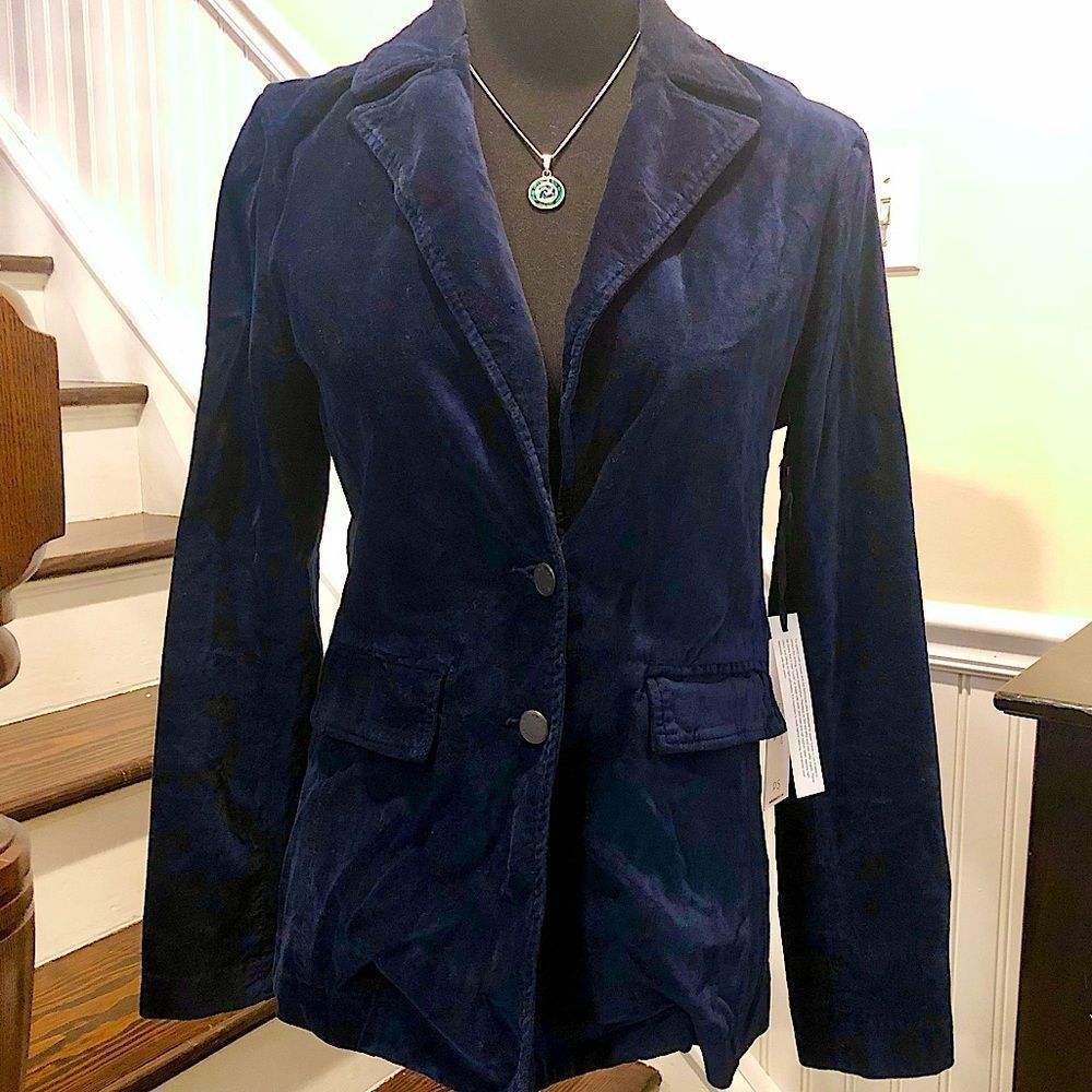 PARKER SMITH Women’s Sleek Navy Blue Versatile Velvet Blazer with Pockets Sz SM